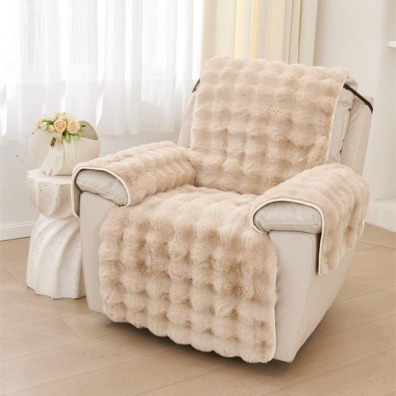 1 Seat Thicken Rabbit Plush Recliner Sofa Cover Non-Slip Armchair Cover Soft Single Sofa Case  Relax Recliners Sofa Mat