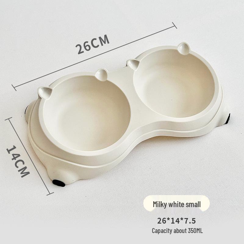 Nakloněná nerezová kočičí miska: Dvoumiskový design proti rozlití s ochranou krku pro krmení a pití