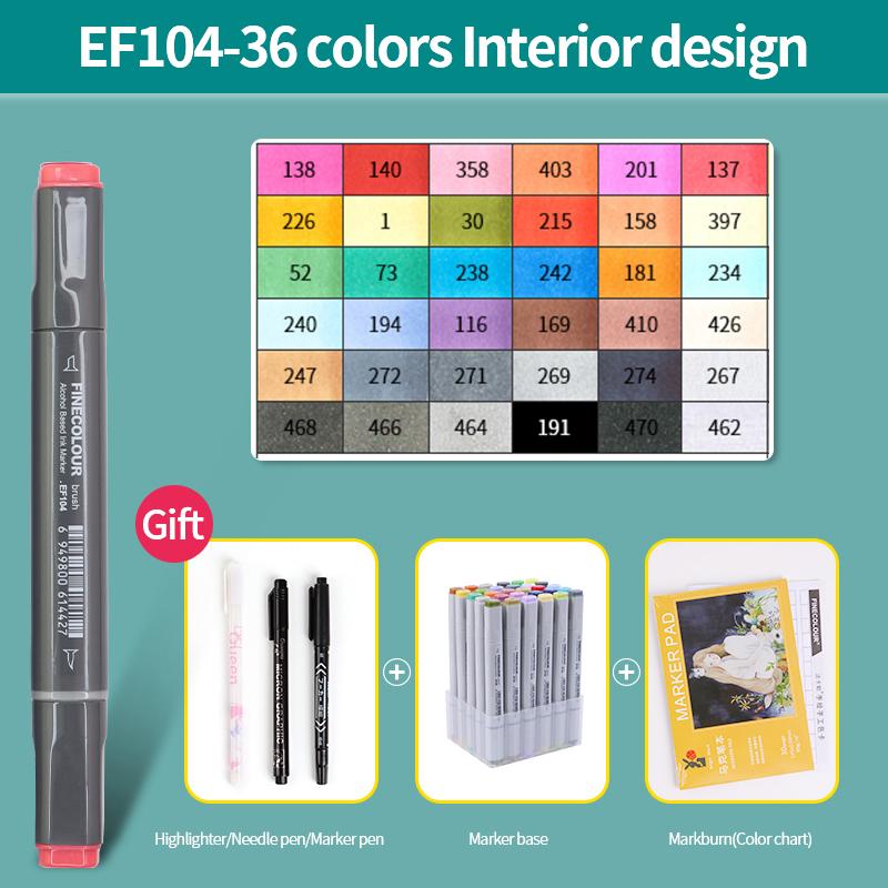EF104 Double-Head Alcohol Marker Pens Sketch Design Marker Brush Pen Beginner Manga Graphic Drawing Art Supplies