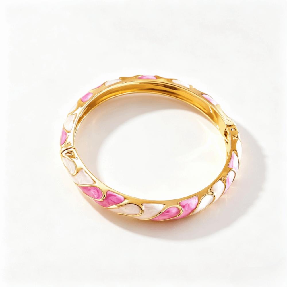 Bracciale Bangle Smalto Gocciolato Fiore Colorato Smalto Bangle Smalto Cloisonné Donna