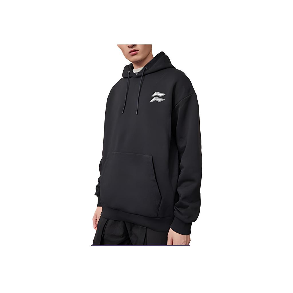 Li-Ning Sports Fashion Series Loose Pullover Hoodie Unisex Hoodie Black AWDQB38-1