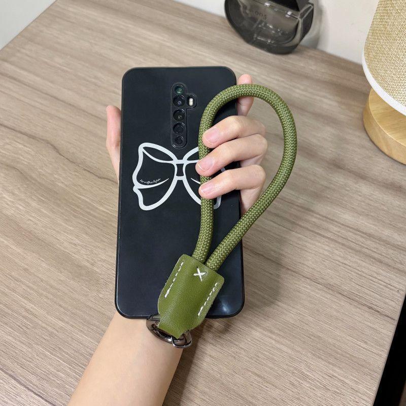 Premium Braided Lanyard With Leather Accent, Nylon Wrist Strap, Outdoor Anti-Lost Keychain, Secure Phone Tether With Clip Decora