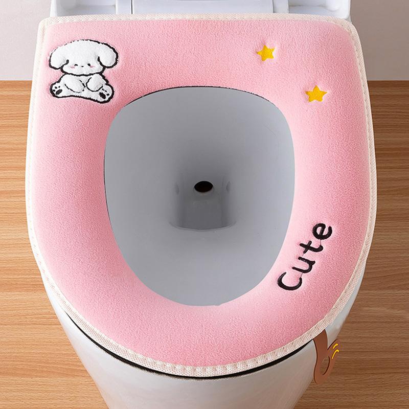 1PC Toilet Universal Seat Waterproof Thickened Soft Cushion Durable Plush Cute Warm Zippered 44cm