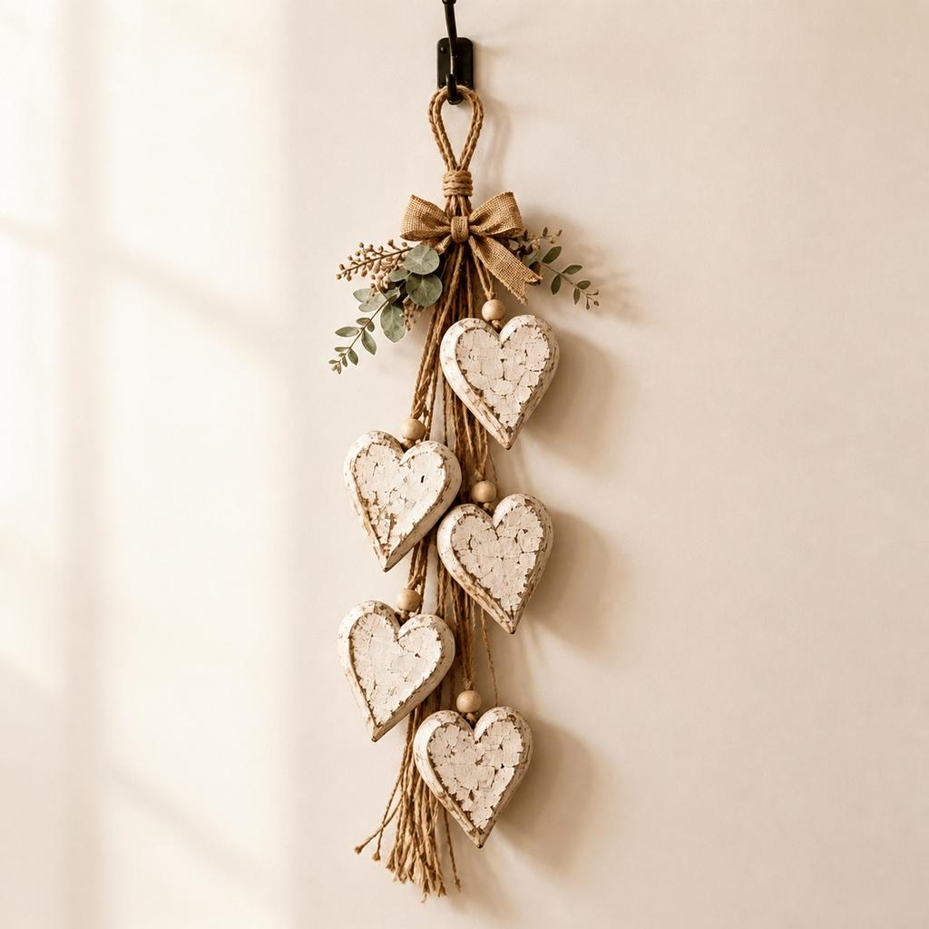 Holiday Hanging Decoration Rustic Wall Door Hanging Decoration Burlap Bow Heart Hanging Ornament Heart-Shaped For Home Wall