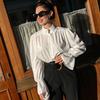 Autumn Design French Stand-up Collar Bubble Sleeve Shirt New Women's Niche Casual Shirt Loose Top