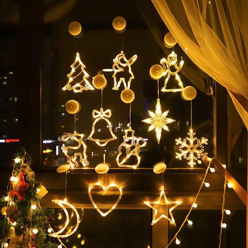 LED Vánoční světýlka na okno s přísavkou - Tvary Santa Clause a sněhuláka