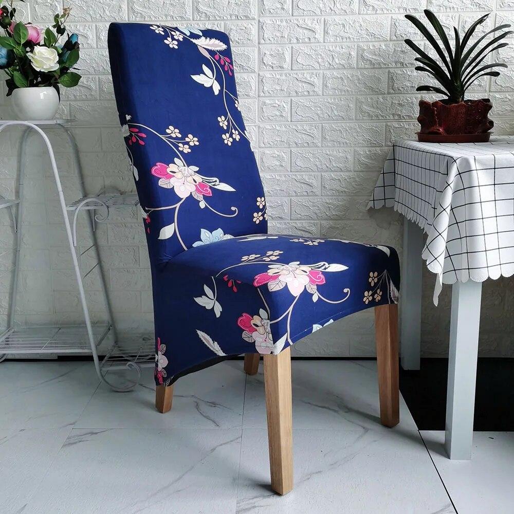 Printed King Back Chair Cover Stretch Large XL Size Chair Covers for Dining Room Home Hotel Banquet Decor Long Seat Protectors
