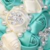 European & American Elegant Ribbon Flower Bridal Bouquet – Beaded Five-Flower Design