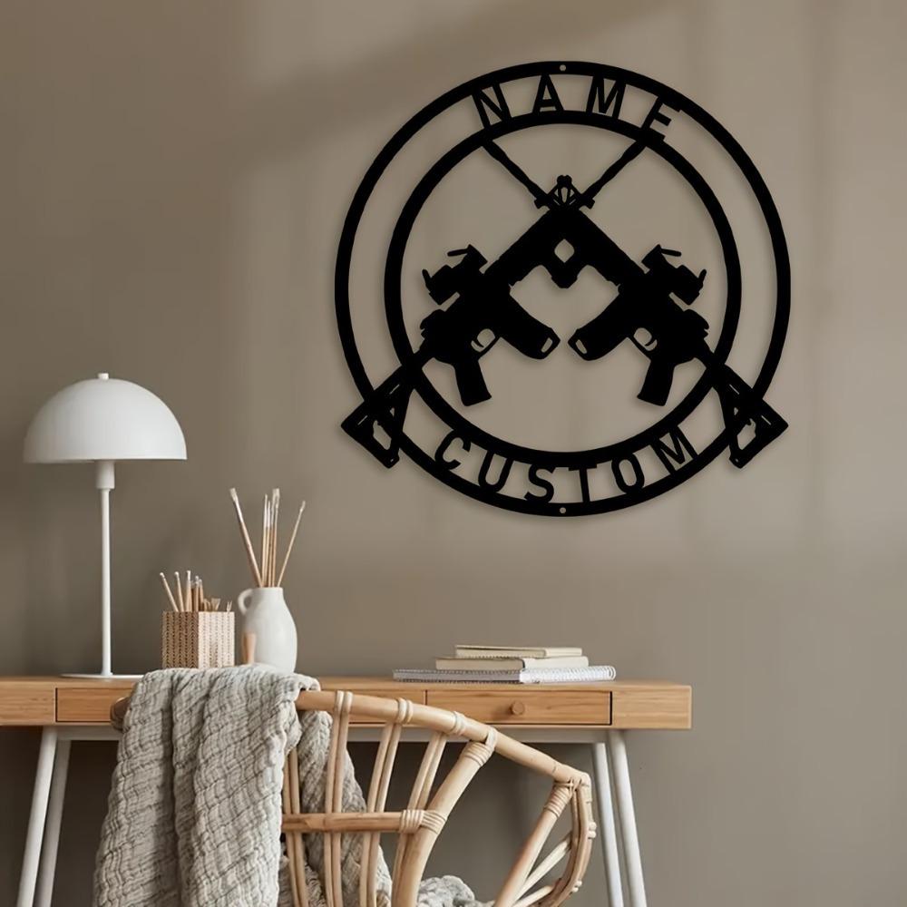 1pc Custom Metal Assault Rifle Sign, Personalized Name Tin Wall Art for Rustic Home, Patio, Porch Decor, Gift