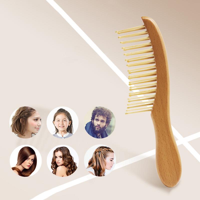 

Антистатическая расческа с широкими зубьями Деревянная расческа для укладки волос Распутывающая щетка для волос Женская щетка для массажа меридианов кожи головы one size