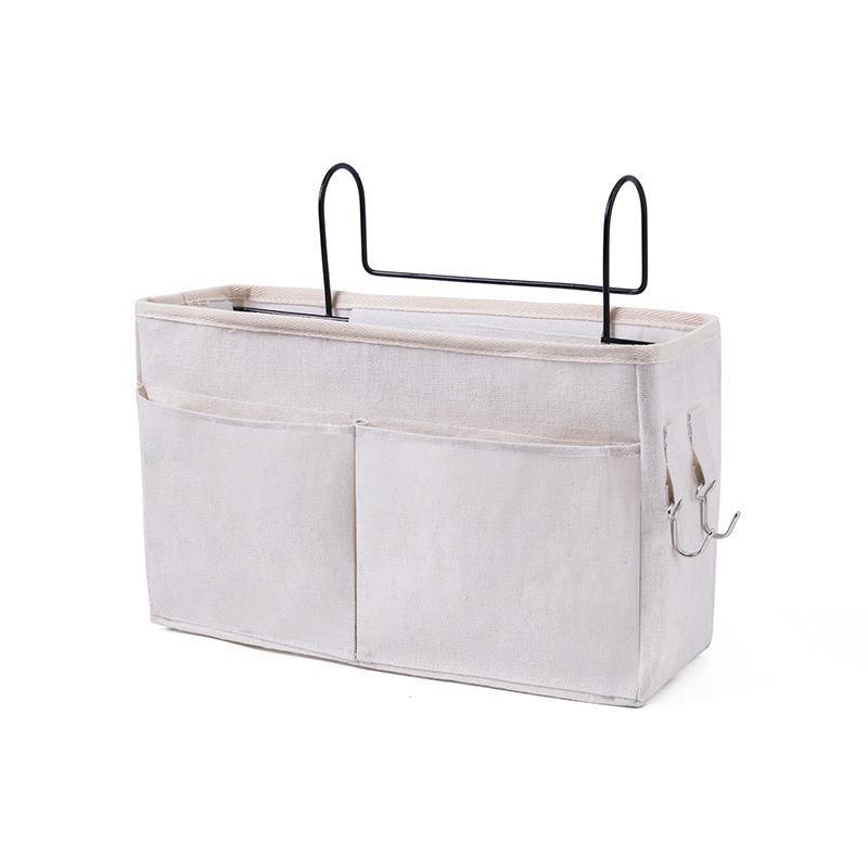 Bedside Hanging Organizer Multiple Pockets Durable Cotton Linen Large Capacity for Hospital Patient Bed Storage