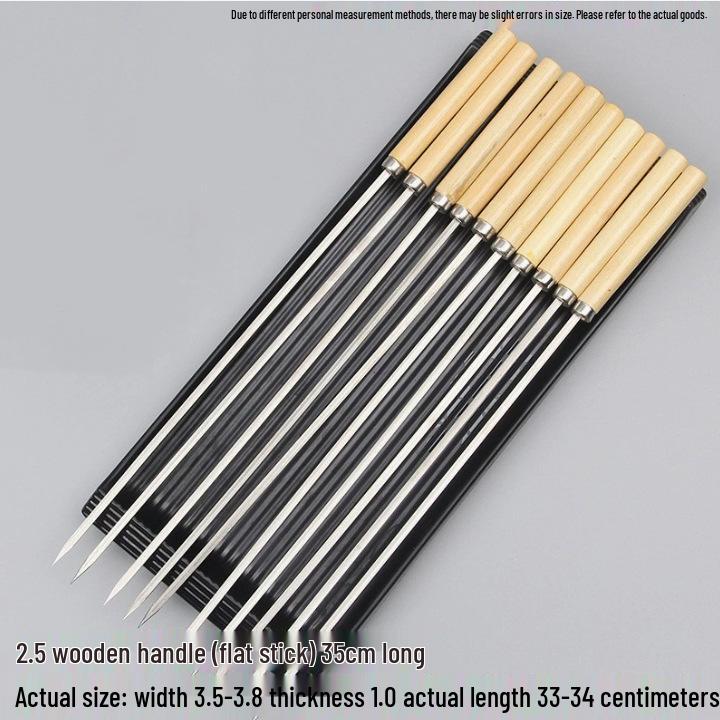 Stainless Steel Flat Barbecue Skewers - Lamb Kebab and Iron BBQ Needles