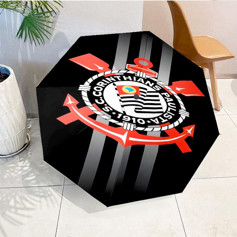 Sport Club Football Crest Printed Automatic Umbrella, 8-Frame for Travel, Camping, Casual Umbrella, Essential Gift for  for Family and Friends