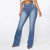 Women's Jeans Button Patch Pocket High Waist Washed Jeans Clothes Sale