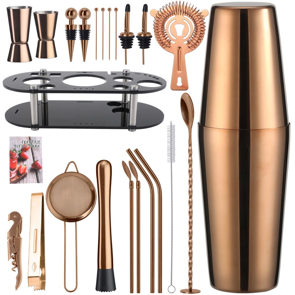 Galvanisiertes Ovales Acryl Edelstahl Bartending Set Cocktail Maker Snow Pot Becher Shaker Bar Komplettset