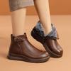 Cotton shoes with plush insulation for middle-aged and elderly women middle-aged leather shoes  autumn and winter short boots