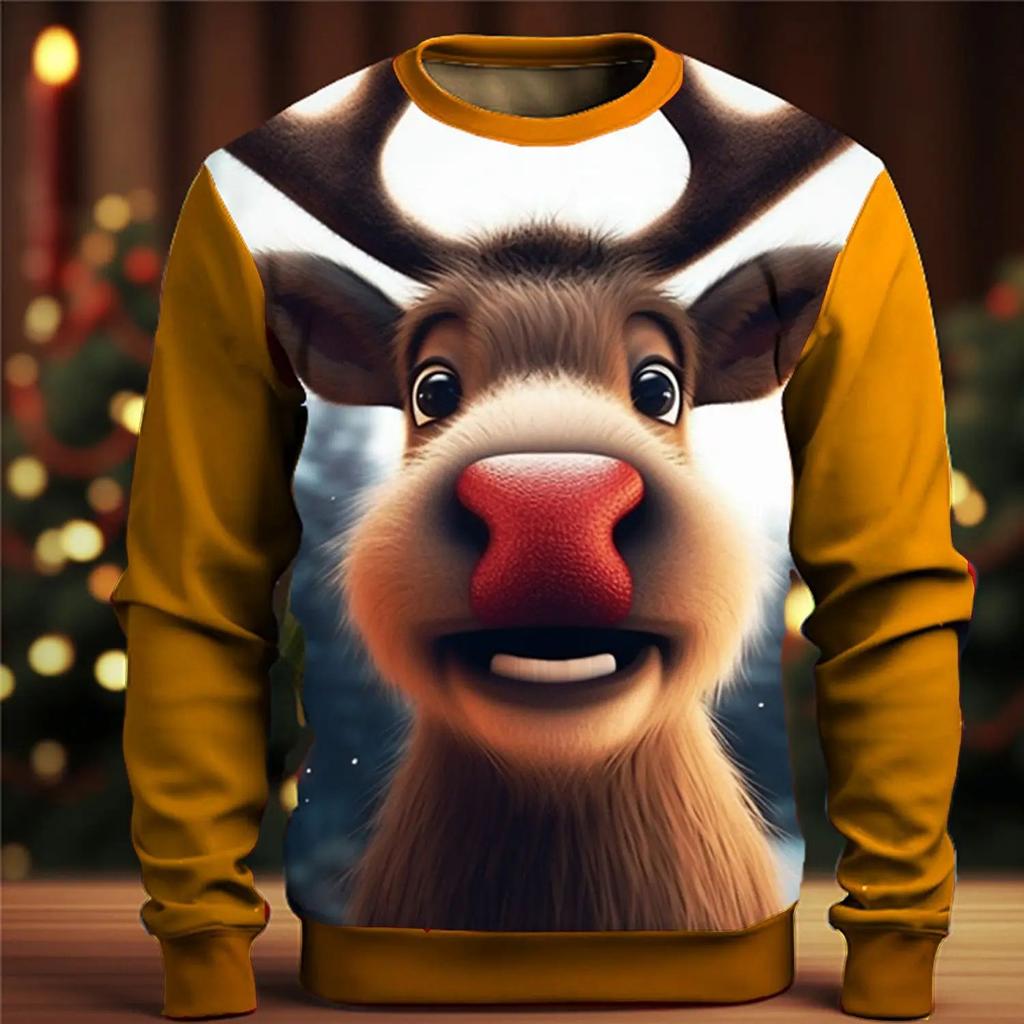 Graphic Squirrel Men's Fashion 3D Print Sweatshirt Holiday Vacation Sweatshirts Black Red Long Sleeve Crew Neck Print Designer