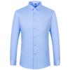Plus size 8XL elastic long-sleeve shirts for men slim fit formal plain shirt wrinkle free soft office tops solid color clothes