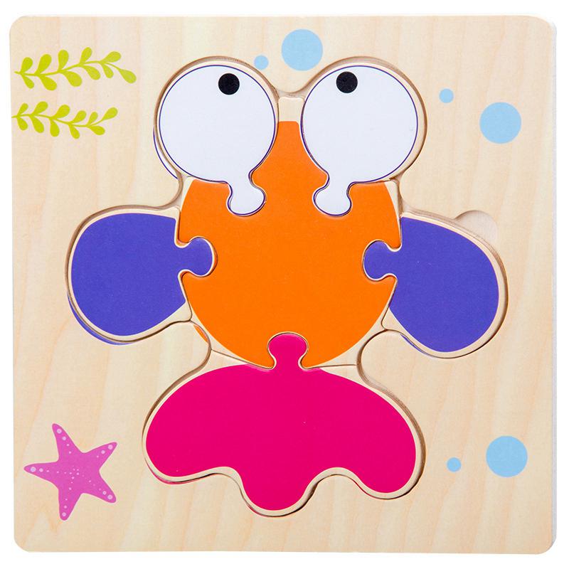 Education Kids Toys  Puzzles Shape Color Cognition Wooden Safety Smooth Cartoon Puzzle Toy