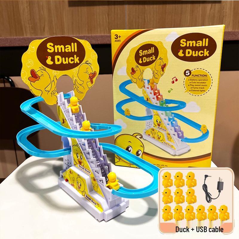 Electric Little Yellow Duck Climbing Stairs Toy
