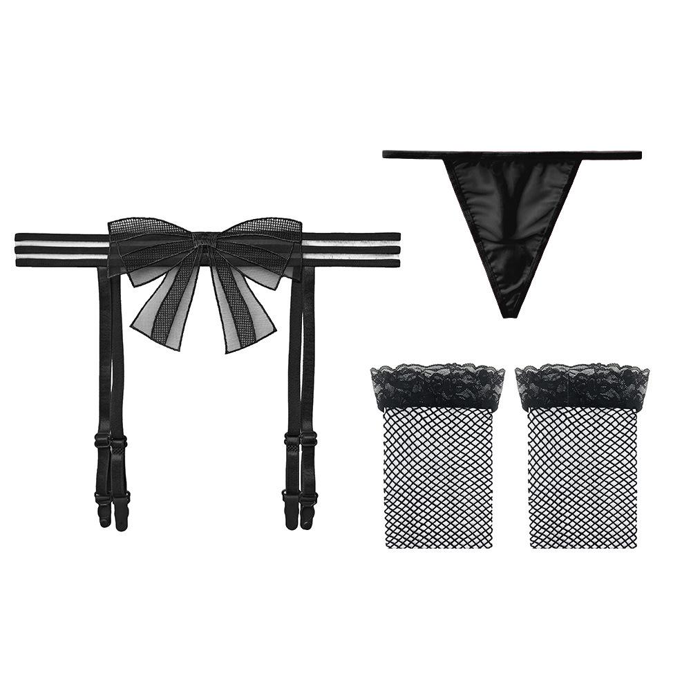 Long Night Sexy Lace Garter Belt & Stockings Set for Women
