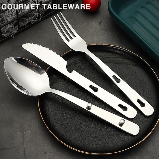Sada nožů, vidliček a lžic Nerezová ocel Stolní nádobí Snadno čistitelné Zrcadlově leštěné Příbory pro kempování, stolování, kuchyňské použití Příbory Nádobí