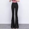 2025 Spring Black Lace High-Waisted Wide Leg Fishtail Pants