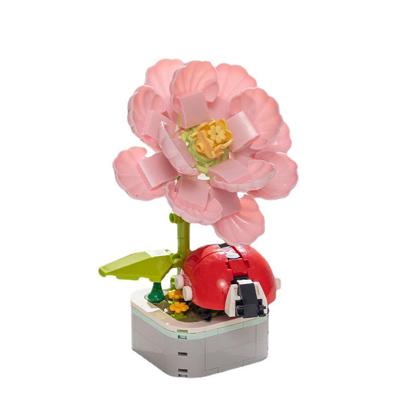 Compatible Lego Insect & Animal Building Blocks: Educational Flower Assembly Toy & Holiday Gift for Kids' Desktop Ornaments