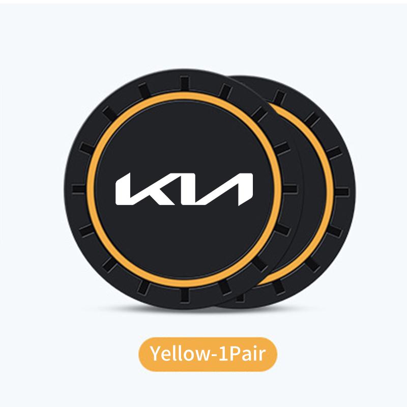 BXZE2 For KIA 2Pcs Car Coaster Water Cup Bottle Holder Mat Anti-slip Pad Rio K5 K2 Sportage Ceed Sorento Picanto Stinger Soul
