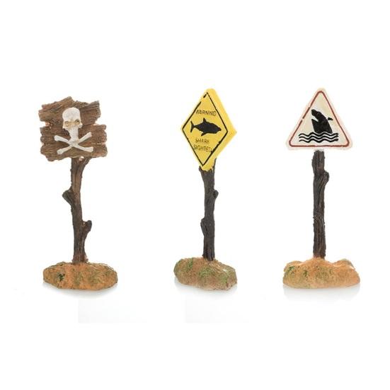 Aquarium Decoration Ornament Cartoon Resin Artificial Shark Warning Sign Landscaping Accessories for Fish Tank Aquarium Background