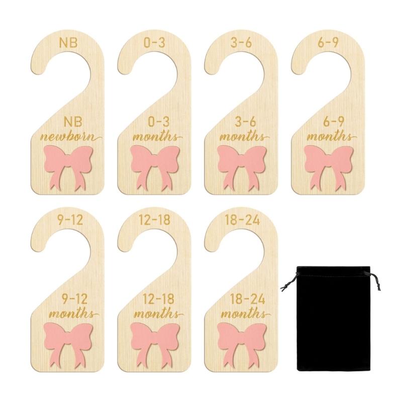 

7 Pcs Adorable Bowknot Baby Garment Dividers Wood Materials Toddler Wardrobes Helper Kids Clothing Separators 1