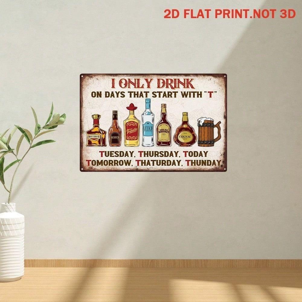 Metal Wall Art Vintage Drinks Sign Bar Kitchen Decor Funny Poster Gift