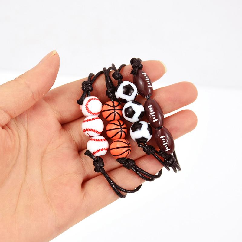 10/20Pcs Sports Theme Party Bracelets Football Baseball Basketball Beads Charm Kids Birthday Favors Gift for Guest Pinata Filler