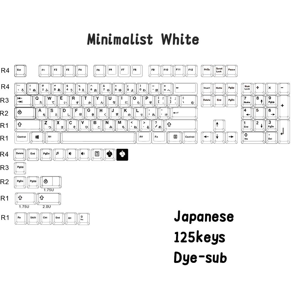 Xiaomi [In stock] Minimalist white Japanese Keycaps Dye-Sub Cherry profile 125 Keys PBT Material