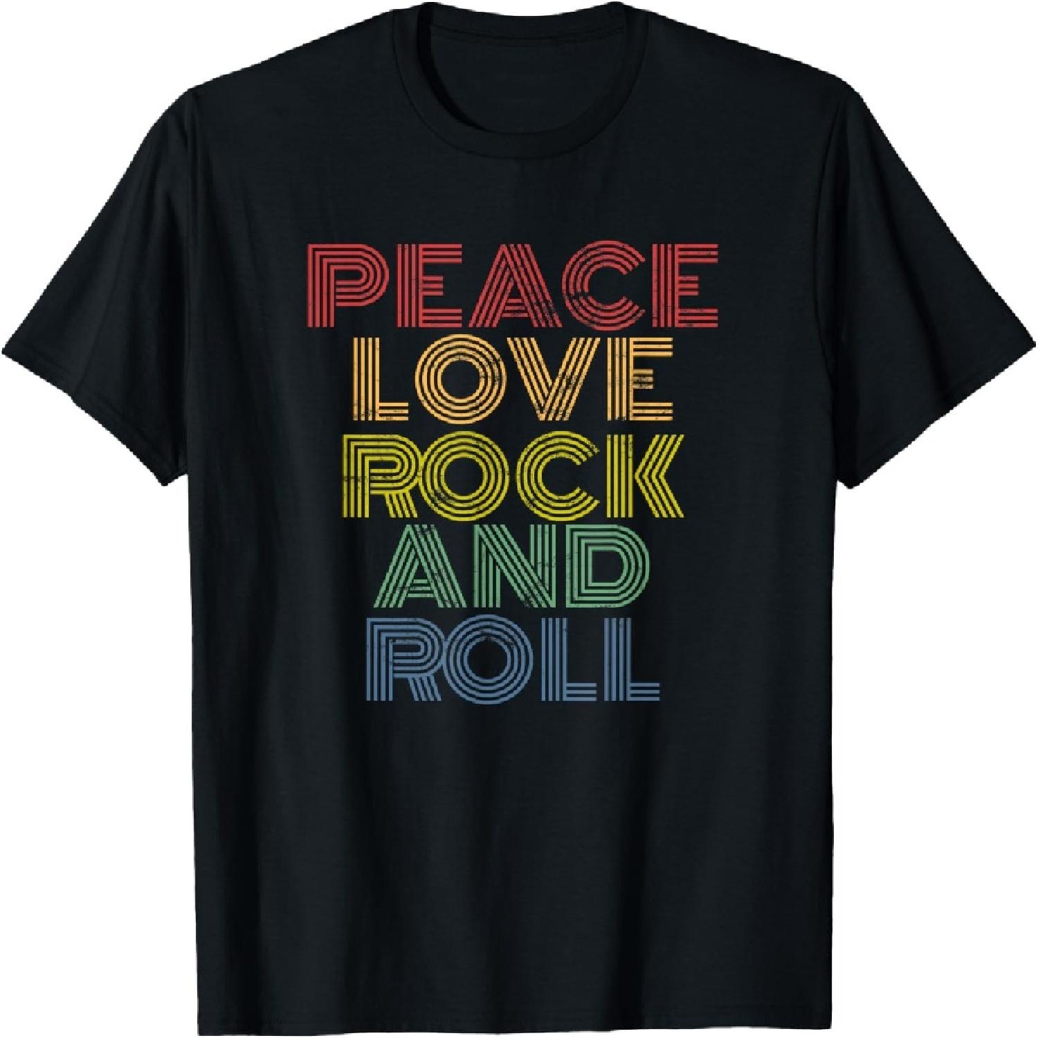 Peace Love Rock n Roll T-Shirt Distressed Rock Concert T-Shirt XXXXXL разноцветный