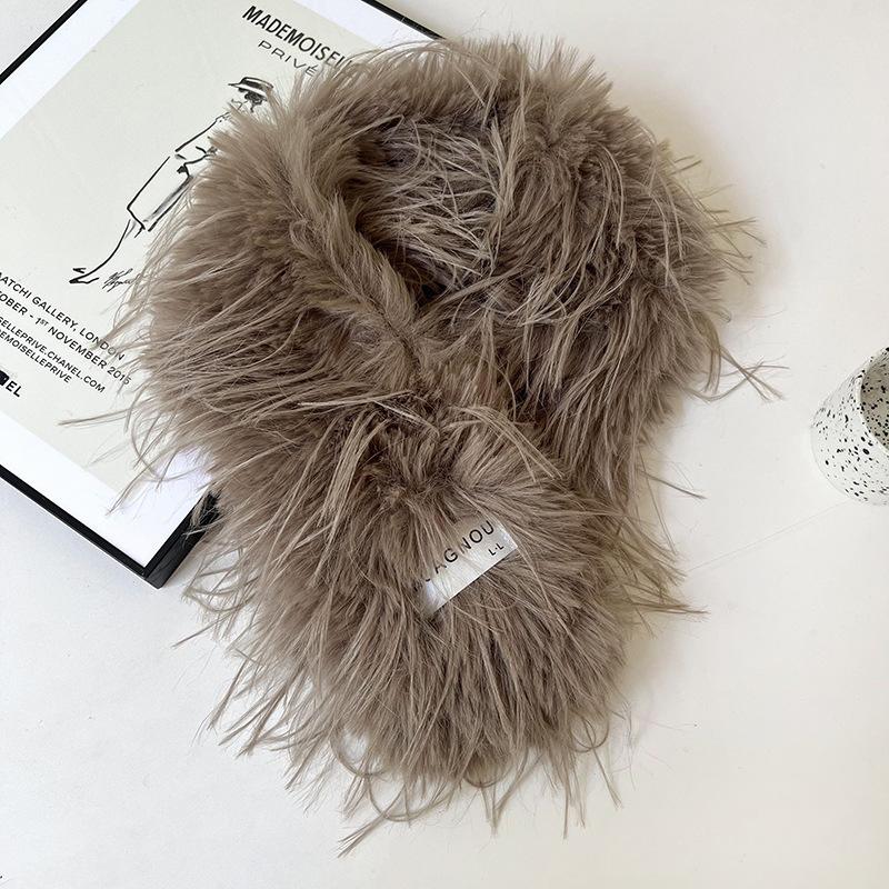 Scarf Women's autumn and winter plush long fine imitation mink collar thickened warm shawl fashionable couple scarf