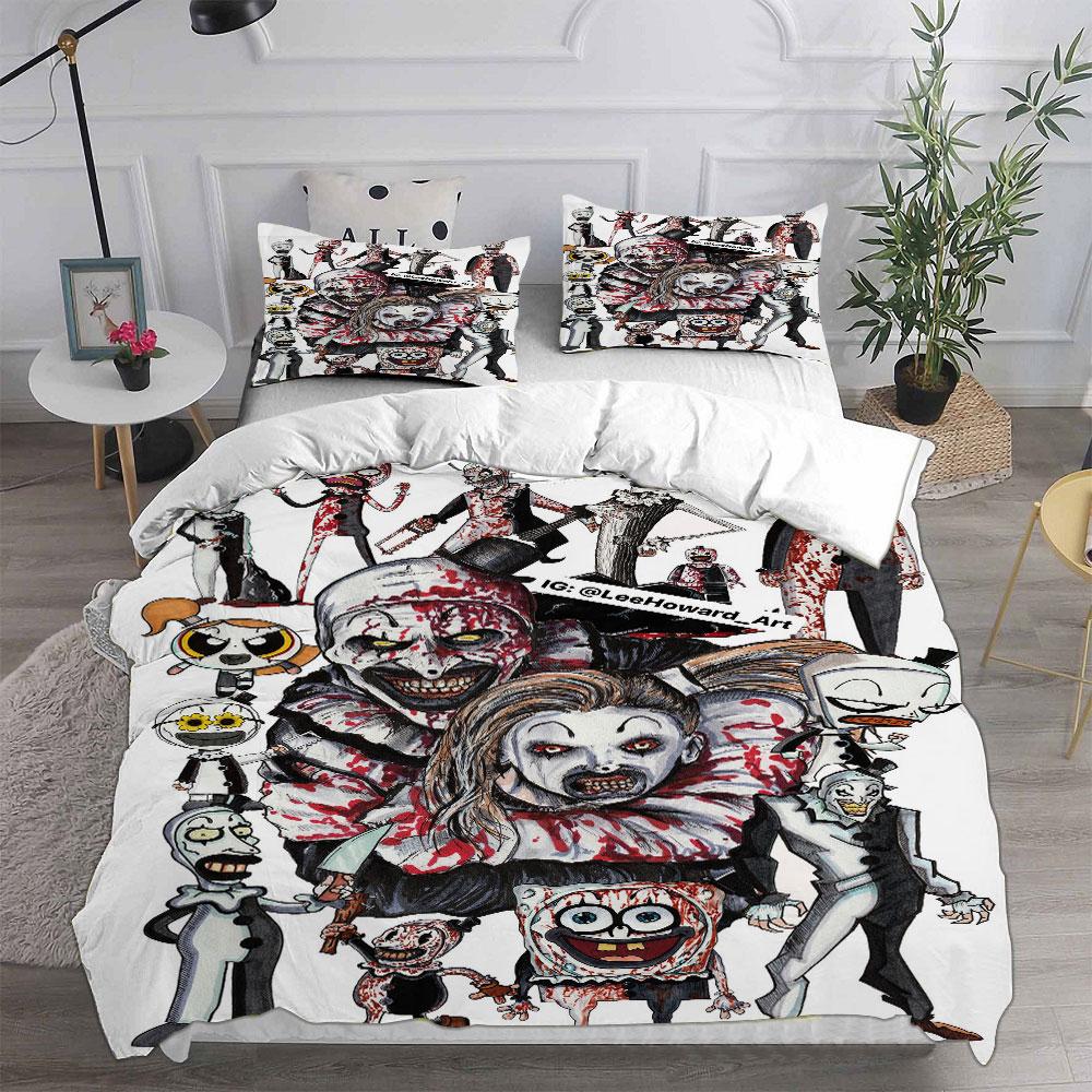 Terrifier 3 () Bedding Sets Bed Cover Comforter Duvet Cover Pillow Case 2-3 Pieces Sets Horror Christmas Decoration