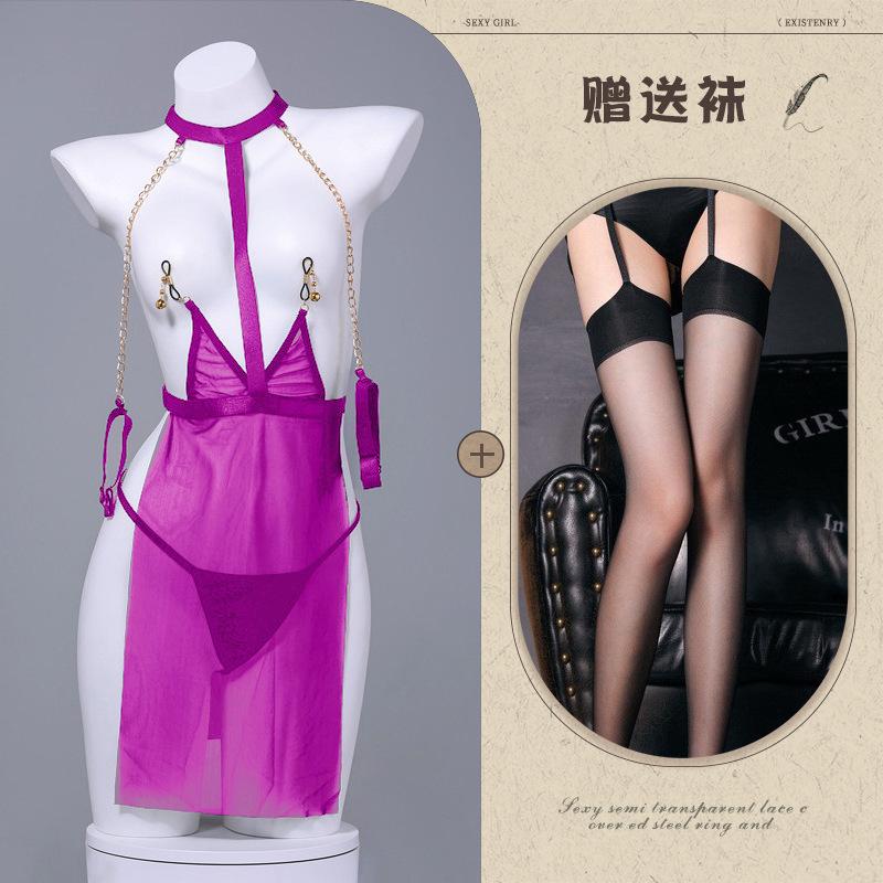 Sexy ODM Bodysuits Underwear Mesh Perspective Uniform Temptation Milk Leakage Passion Non-Release Sm Gown Pajamas Female Qqny