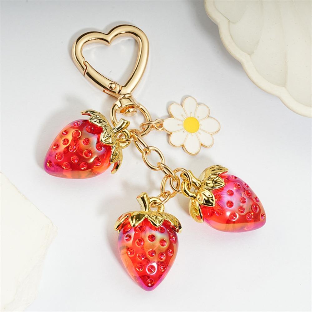 Lightweight Strawberry Bag Pendant Flower Daisy Key Chain Cute Keychain  Women