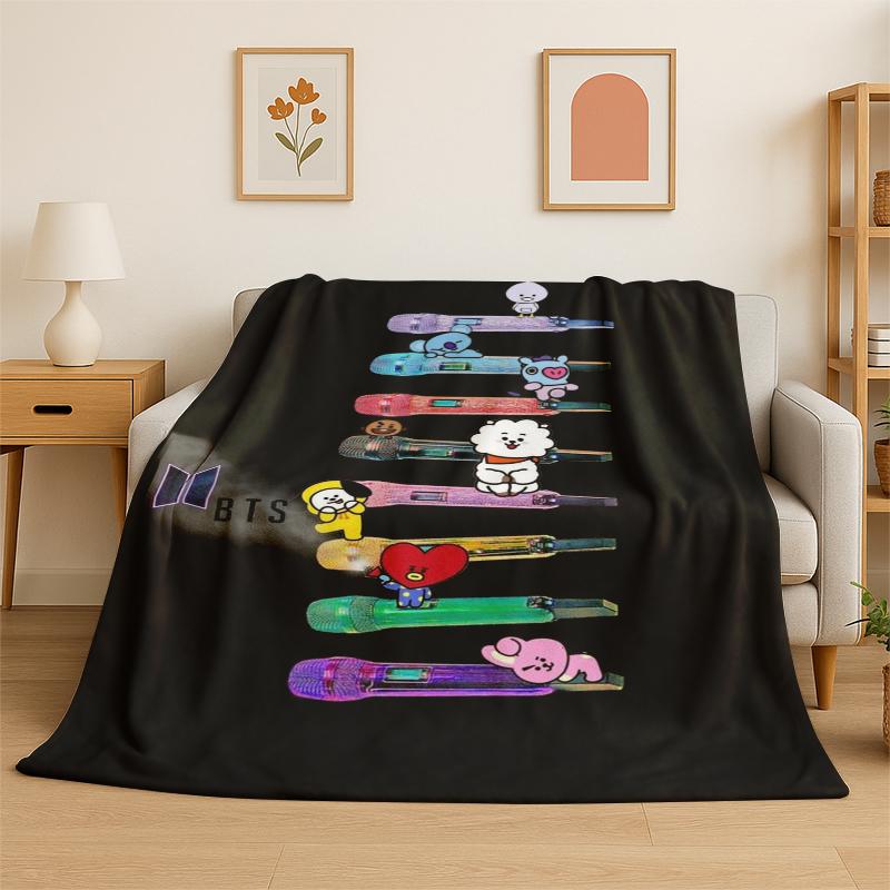 Kpop BBTS Fashion Group Stern Flanelldecke Weiche Warme Überwurfdecke für Schlafzimmer Wohnzimmer Bett Reise Camping Picknick Geschenk