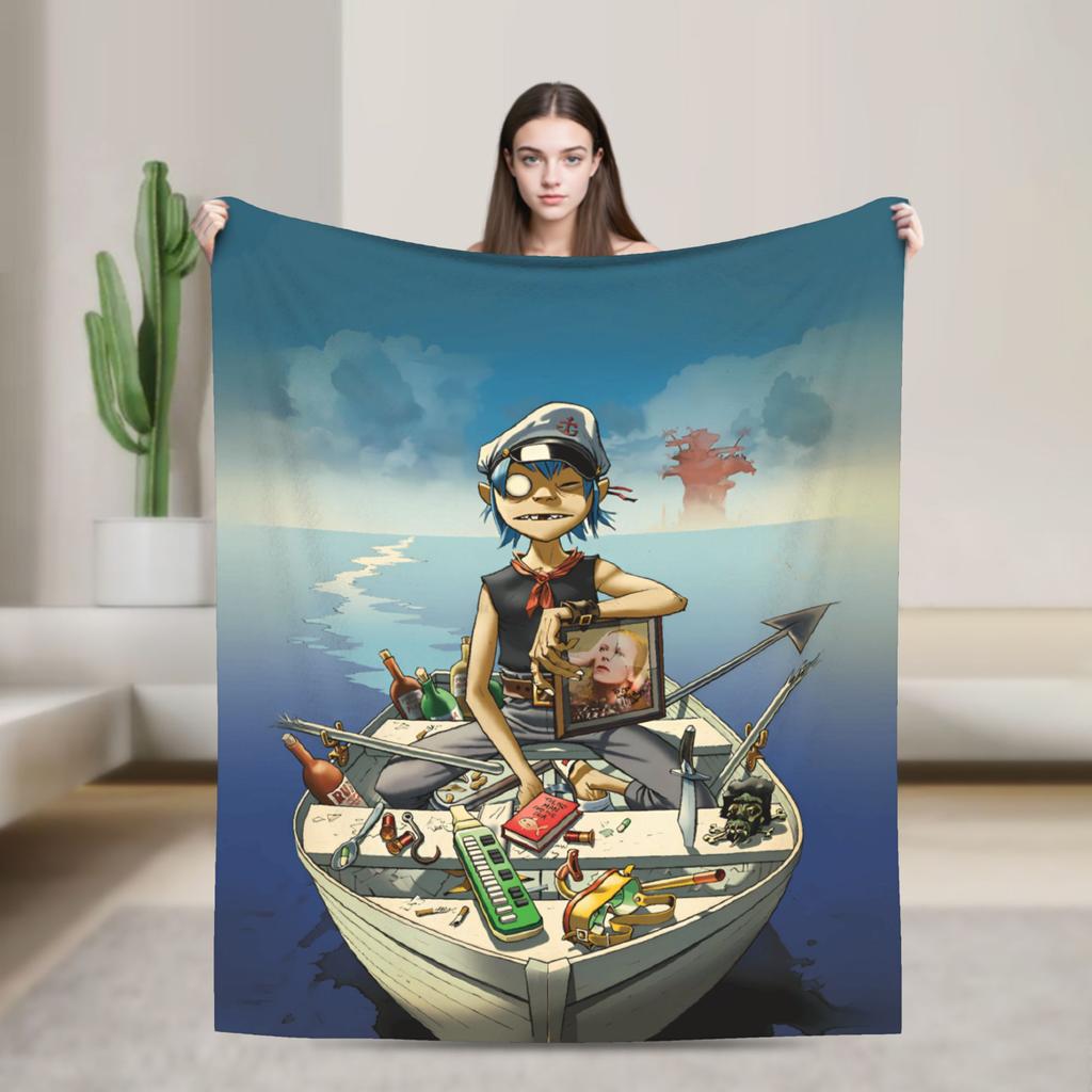 British GorillazS Virtual Band Rock Hip-Hop Blanket  Warm Soft Novelty Plush Throw Blanket For Travel Office Flannel Bed Cover