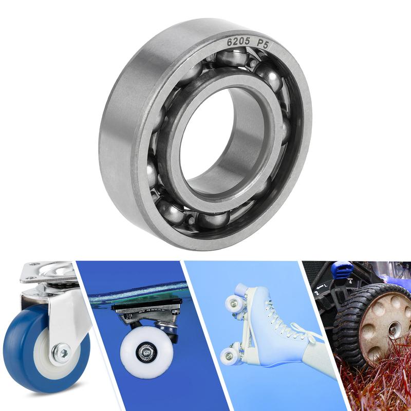 Motoforti 6205 & Deep Groove Ball Bearings P5 25x52x15mm Lubricated Bearings Open Type Silver Tone Scooter Skateboard Wheel