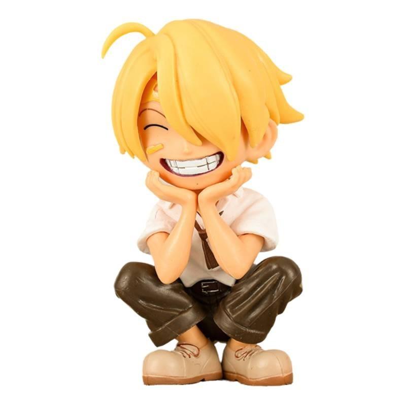 One Piece Anime Figurines Set 3 Pack Laughing Luffy Zoro Sanji Pvc Collectible Toys Sanji