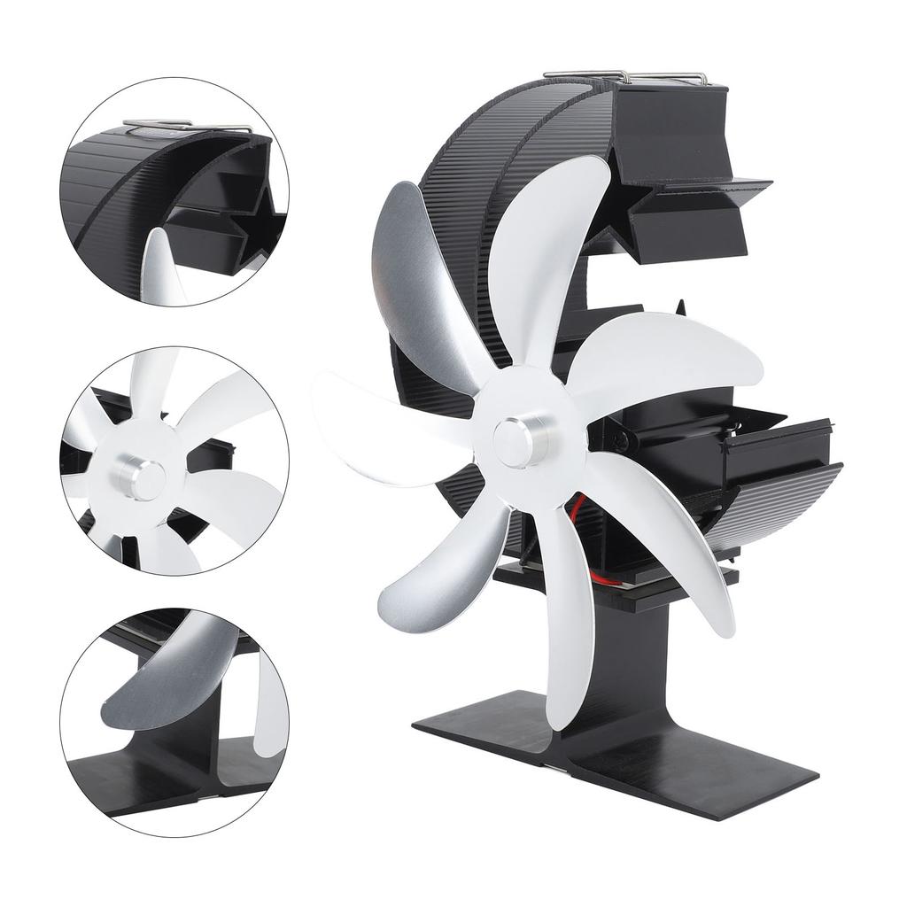 Wärmebetriebener Ofenventilator, 7 Flügel, Mondmodell, geräuschloser Betrieb, zirkulierende warme Luft, hocheffizient