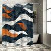 Modern Waves Shower Curtain Waterproof Polyester Bathroom Decor Black Grey White Orange Design for Home Decoration