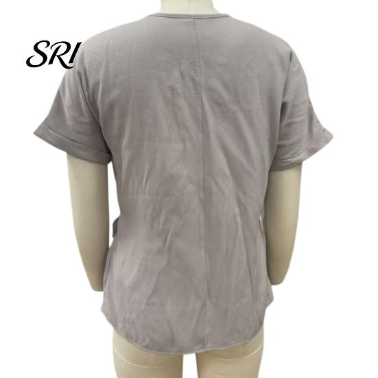 Seitenbindebluse Damen Oberteile V-Ausschnitt Kurzarm Einfarbige Bluse mit Sommer Unregelmäßiger Lockere Passform T-Shirt Tägliches Oberteil