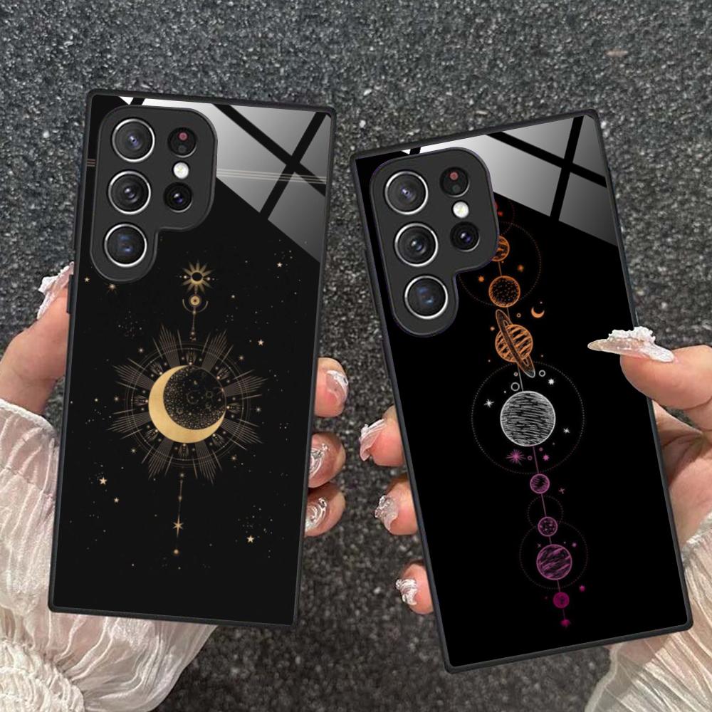Sun Moon Mobile Cell Phone Case for Samsung Galaxy S26 S25 S24 S23 S22 S21 S20 Note20 Plus FE Ultra Glass Colorful Cover Cover