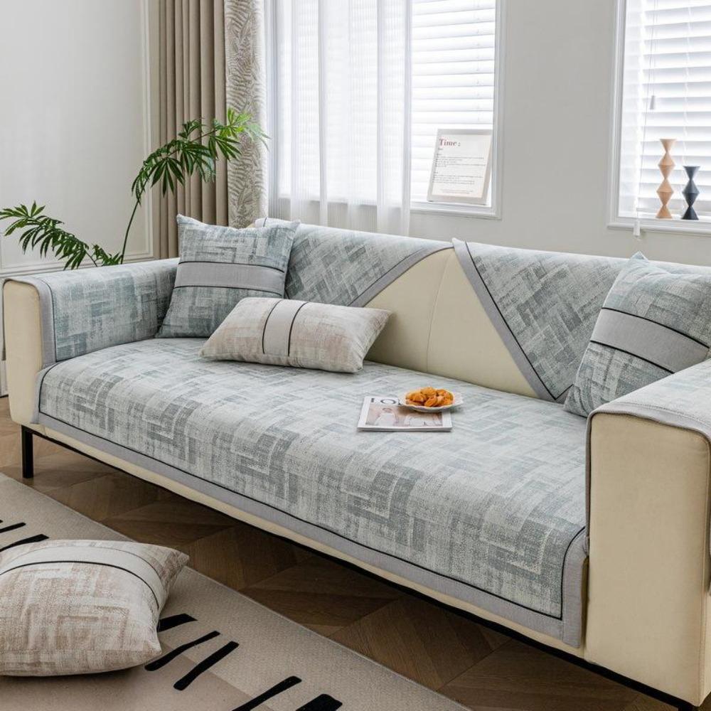 Sofa Cushion, Universal Anti-slip Cushion for All Seasons, New Simple Modern Living Room Leather Sofa Cover with Cloth Towel