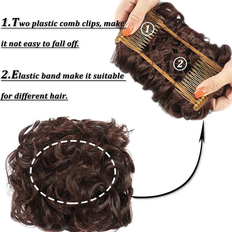 MERISIHAIR Perucă Chignon ondulată naturală pentru femei, extensii de păr din fibre sintetice de culoare pură, potrivite pentru petrecere, nuntă, utilizare zilnică