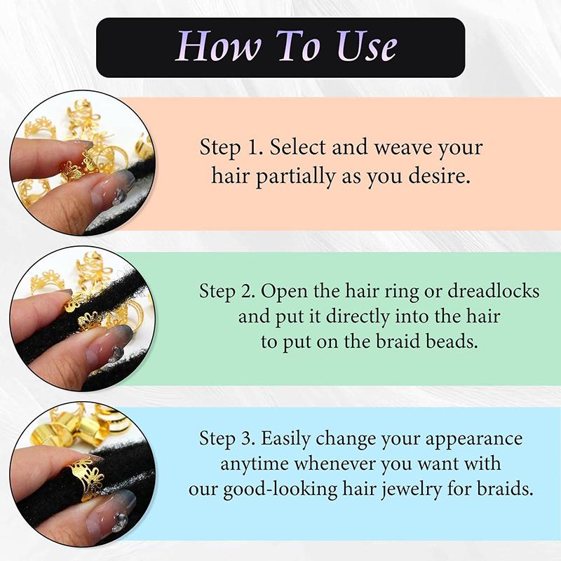 Legierung Gold Silber Zopf Haarring Dreadlock Haarring Hippie Stil Haaraccessoires Loc Haar Schmuck Für Zöpfe Für Mädchen Frauen